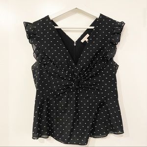 Rebecca Taylor BIRDSEYE DOT CLIP TWIST TOP Size 8